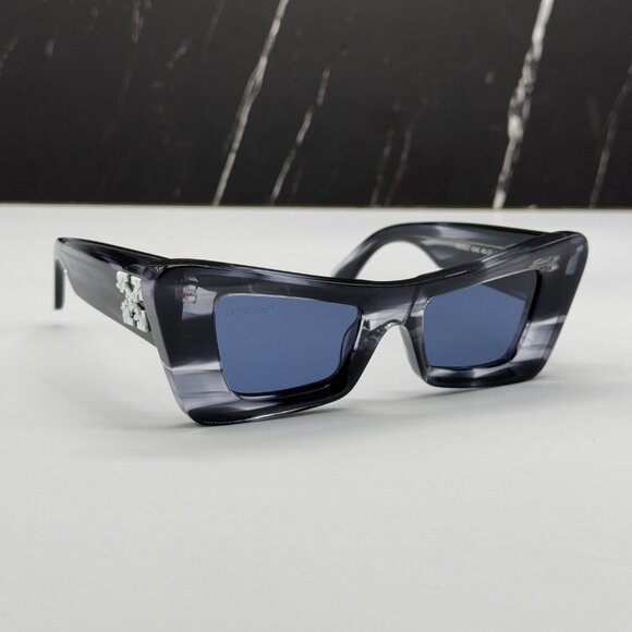 NEW OFF-WHITE SUNGLASSES, GREY BLUE WOMEN EYEWEAR OFF-WHITE ACCRA Navy Marble - Picture 4 of 12